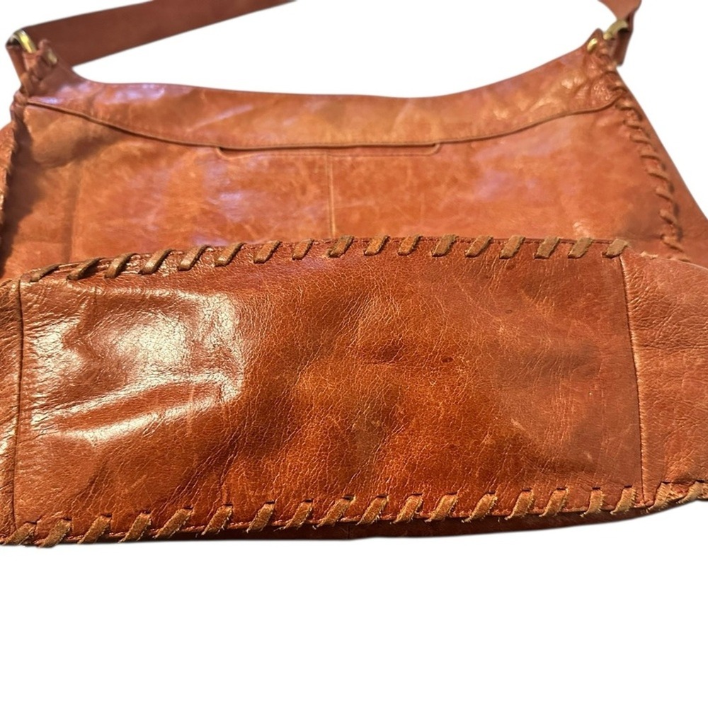 Hobo Originals Brown Leather Shoulder Bag Magnetic Top Zipper Side Pocket - Picture 2 of 8